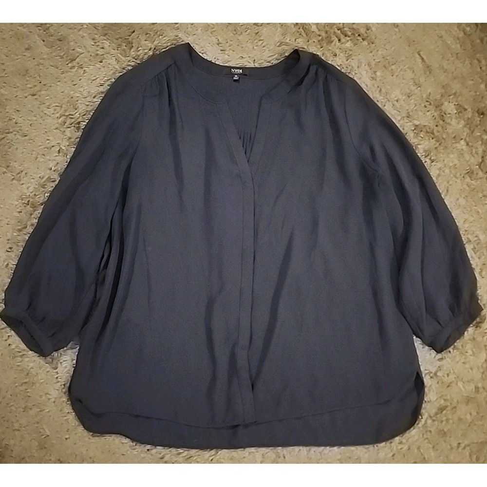 NYDJ Women's Size XL Pintuck Pullover  Top Soft Viscose 3/4 Sleeve Blue